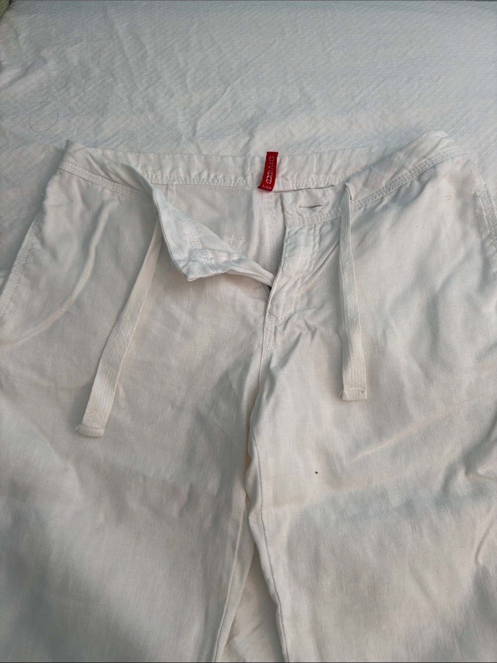 Women’s White Drawstring Casual Pants - Picture 2 of 4